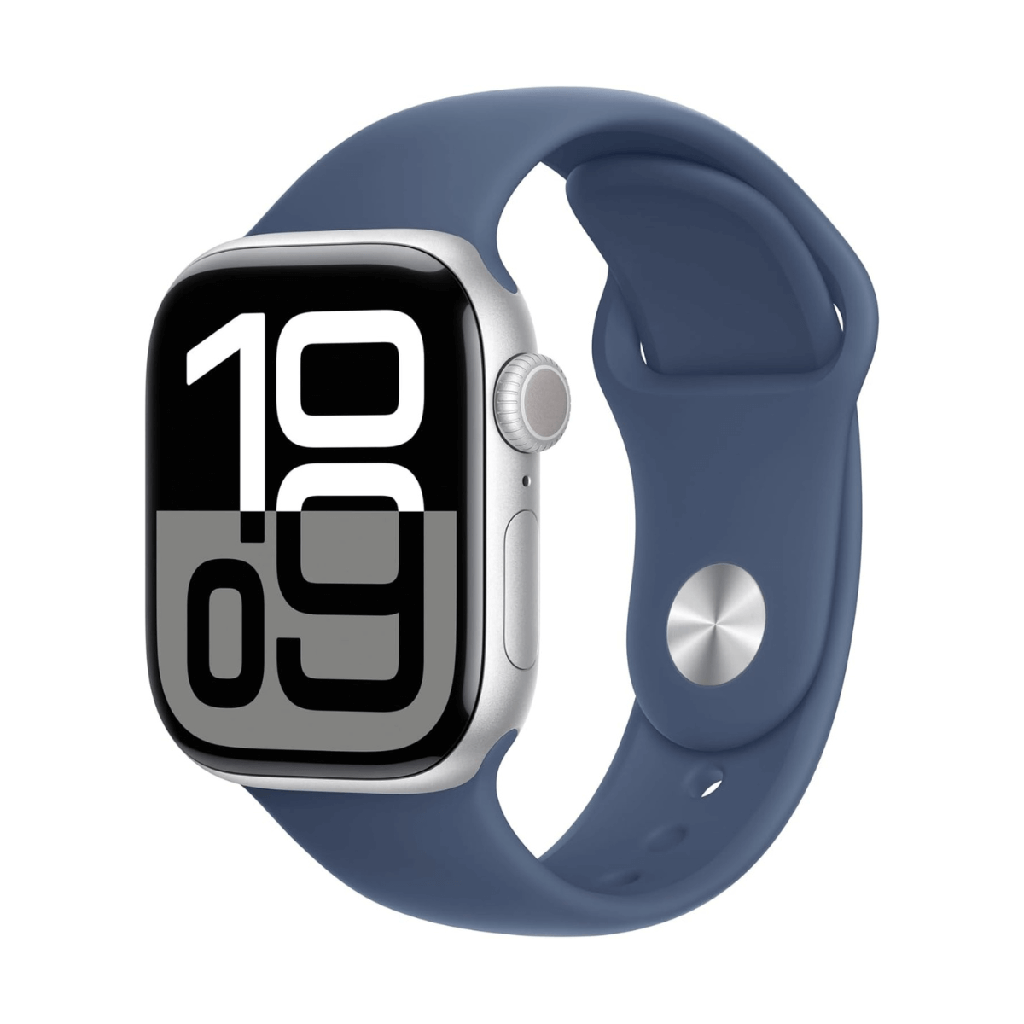 Apple Watch Series 10 GPS + Cellular 46mm Aluminio Plata y Correa Deportiva Azul (Denim) - Talla M/L
