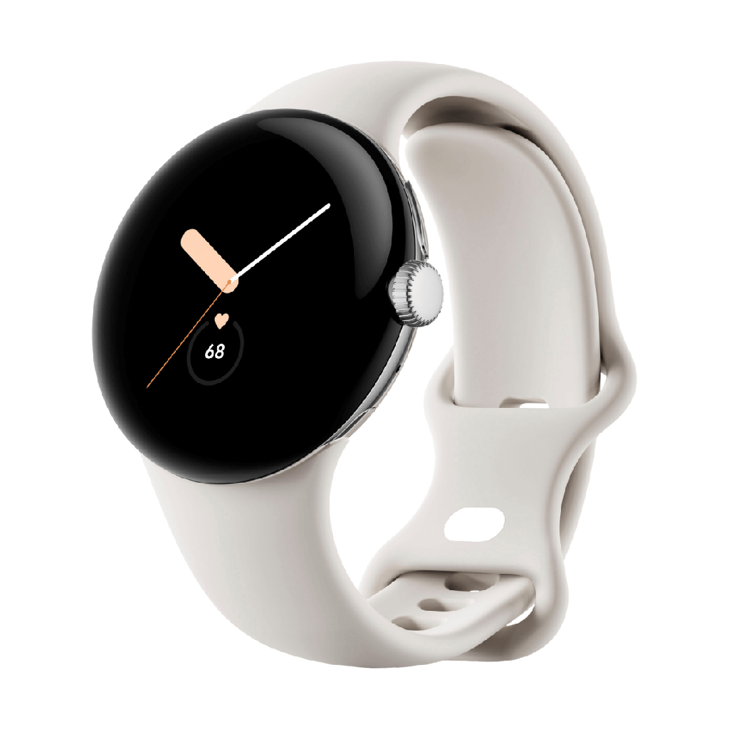 Google Pixel Watch LTE 41 mm prata polida com pulseira esportiva giz