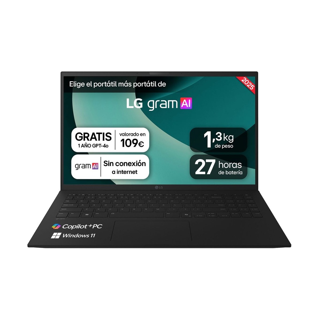 Portátil LG Gram 15Z80T-G.AS55B Ryzen AI 5 340/ 16GB/ 512GB SSD/ 15.6"/ Win11