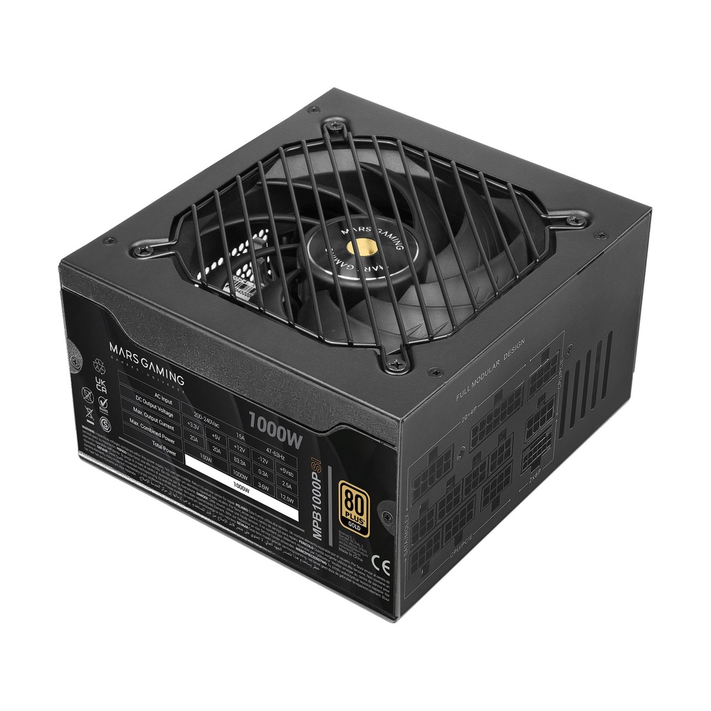 Fuente de Alimentación Mars Gaming MPB1000PSI/ 1000W/ Ventilador 14cm/ 80 Plus Gold