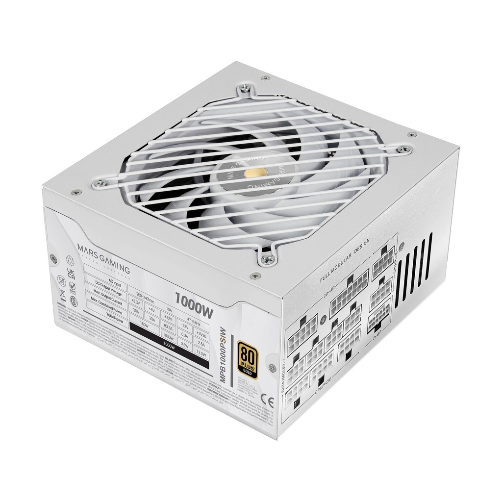 Mars Gaming MPB1000PSI Power Supply / 1000W / 14cm Fan / 80 Plus Gold / White