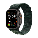 Apple Watch Ultra 2 GPS + Cellular 49 mm Titanschwarz mit dunkelgrünem Alpine Loop – Größe S