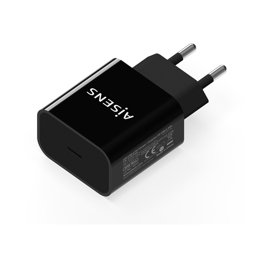 Aisens Wall Charger A110-0538/ 1xUSB Type-C PD3.0/ 20W/ Black