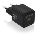 Aisens GaN Wall Charger ASCH-20W2P011-BK/ 1xUSB Type-C/ 1xUSB/ 20W