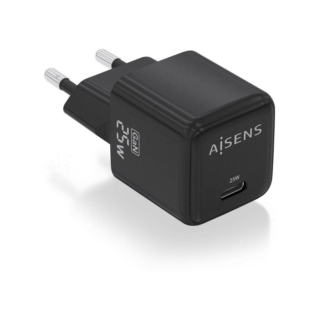 Aisens GaN Wall Charger ASCH-25W1P013-BK/ 1xUSB Type-C/ 25W