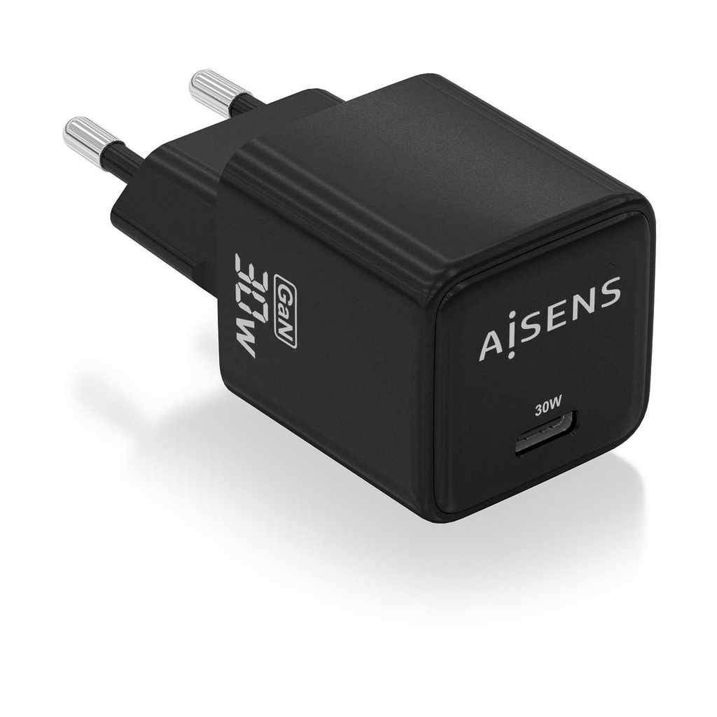 Aisens GaN Wall Charger ASCH-30W1P036-BK/ 1xUSB Type-C/ 30W