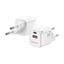 Aisens GaN Wall Charger ASCH-30W2P004-W/ 1xUSB Type-C/ 1xUSB/ 30W
