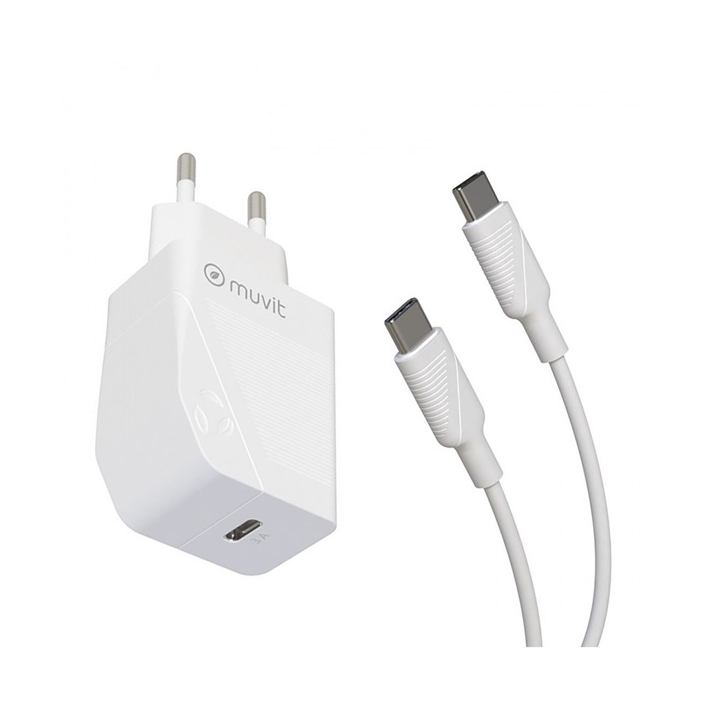 Muvit For Change Wall Charger MCPAK0044/ 1xUSB Type-C + USB Type-C Cable/ 20W