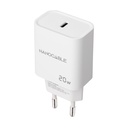 Cargador de Pared Nanocable 10.10.2005/ 1xUSB Tipo-C/ 20W/ Blanco