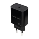 Cargador de Pared Nanocable 10.10.2006/ 1xUSB Tipo-C/ 20W/ Negro