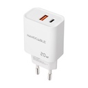 Nanocable Wall Charger 10.10.2007/ 1xUSB/ 1xUSB Type-C/ 20W/ White