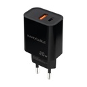 Nanocable Wall Charger 10.10.2008/ 1xUSB/ 1xUSB Type-C/ 20W/ Black