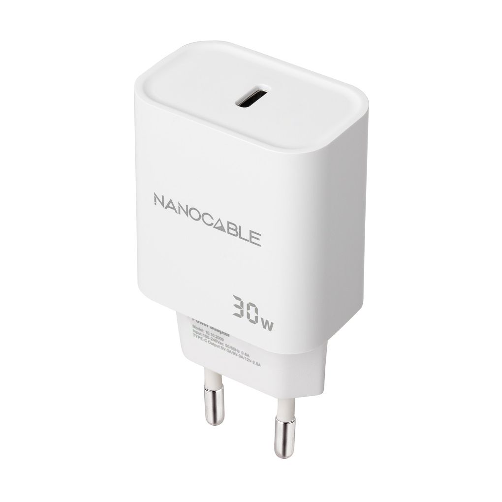 Cargador de Pared Nanocable 10.10.2009/ 1xUSB Tipo-C/ 30W/ Blanco