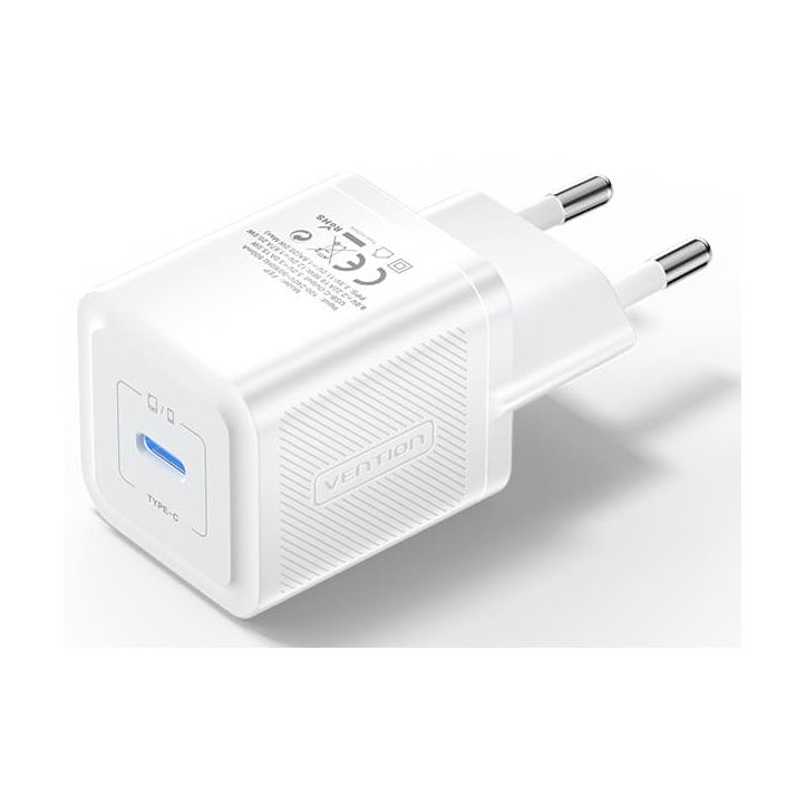 Vention Cargador de Pared GaN USB-C 20W - Carga rapida EU - Color Blanco