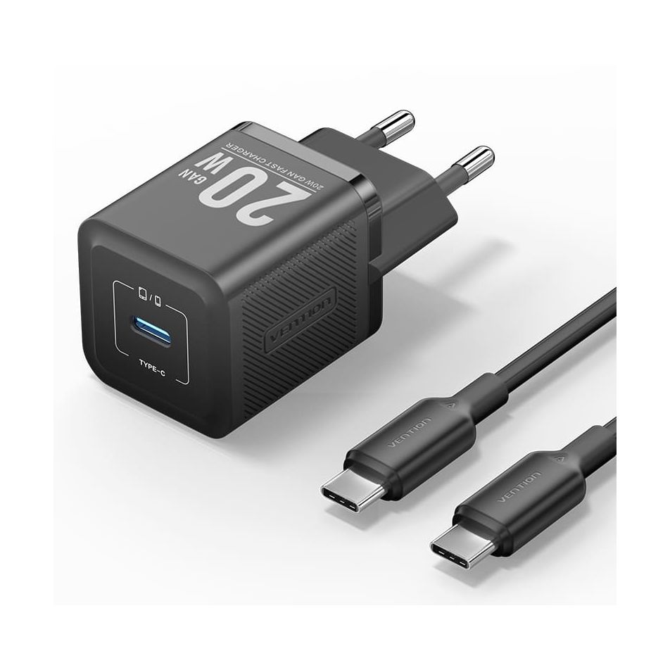 GaN Vention Wall Charger TZ-FEPB0-EU-01/ 1xUSB Type-C + USB Type-C Cable/ 20W