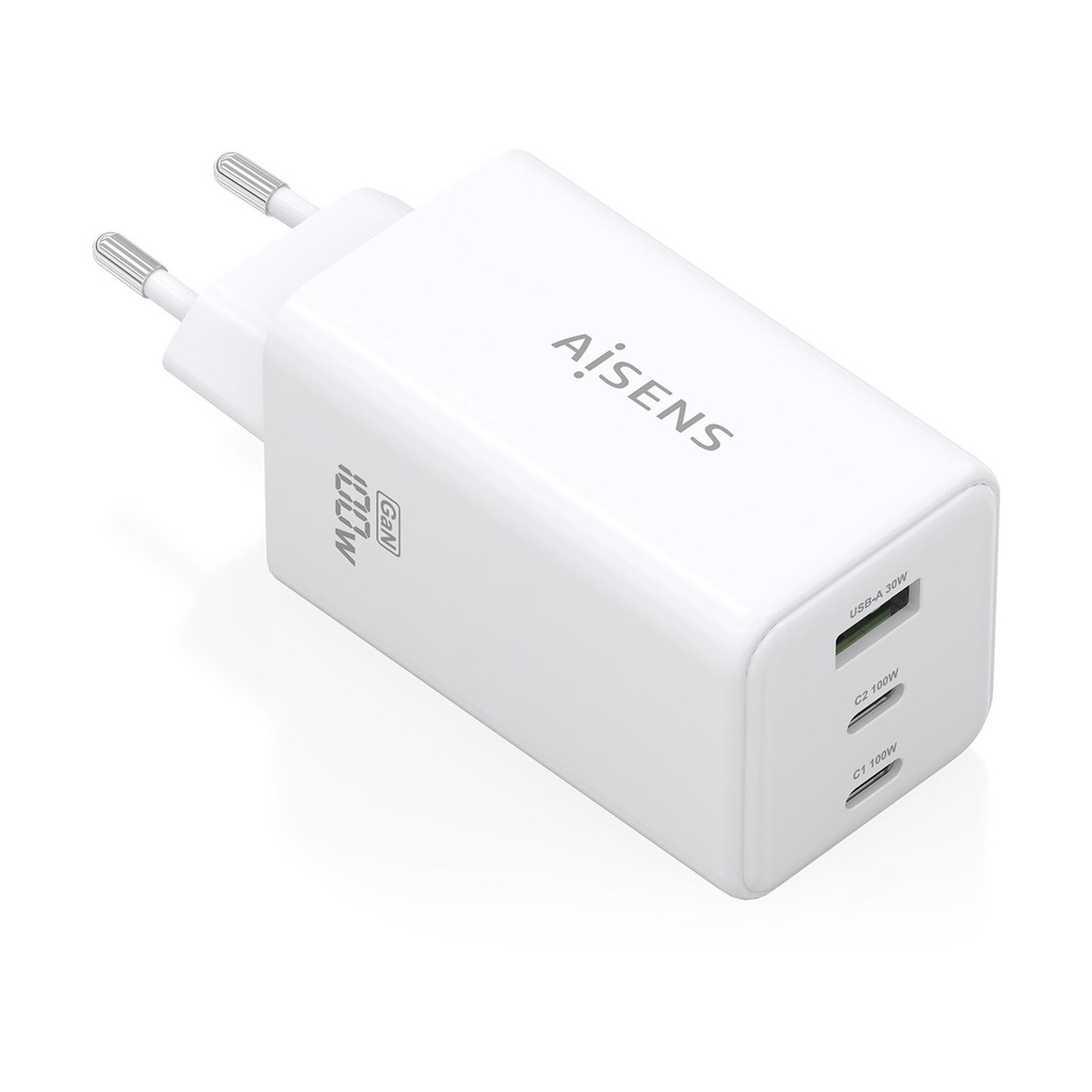 Aisens GaN Wall Charger ASCH-100W3P051-W/ 2xUSB Type-C/ 1xUSB/ 100W