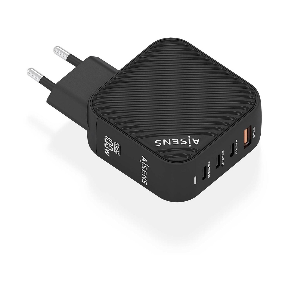 Aisens GaN Wall Charger ASCH-100W4P029-BK/ 3xUSB Type-C/ 1x USB/ 100W