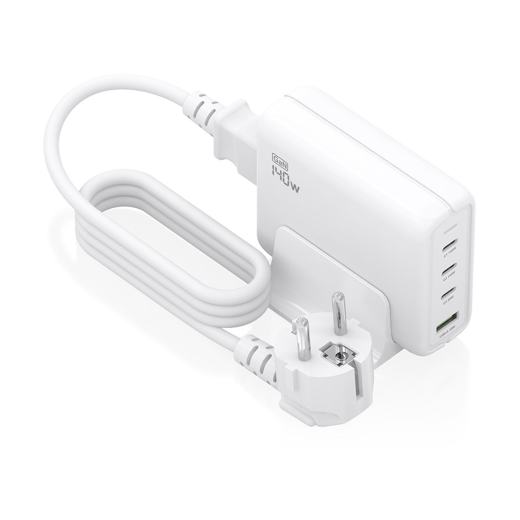 Aisens GaN Desktop Charger ASCH-140W4P055-W/ 3xUSB Type-C/ 1xUSB/ 140W