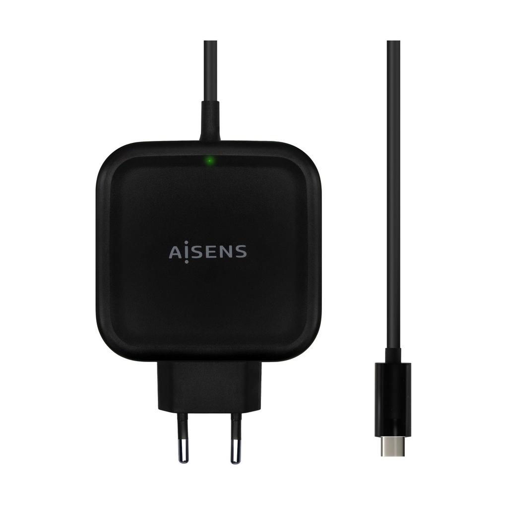 Cargador de Pared Aisens ASCH-1PD65WL-BK/ 1xUSB Tipo-C/ 65W