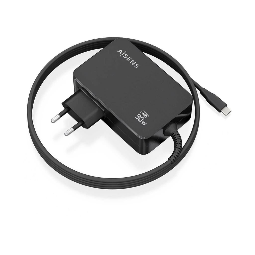 Aisens GaN Wall Charger ASCH-1PD90WL034-BK/ 1xUSB Type-C + Cable 1.8m/ 90W