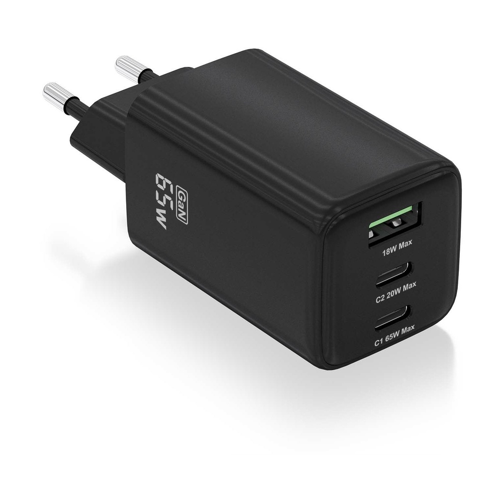 Aisens GaN Wall Charger ASCH-65W3P042-BK/ 2xUSB Type-C/ 1xUSB/ 65W