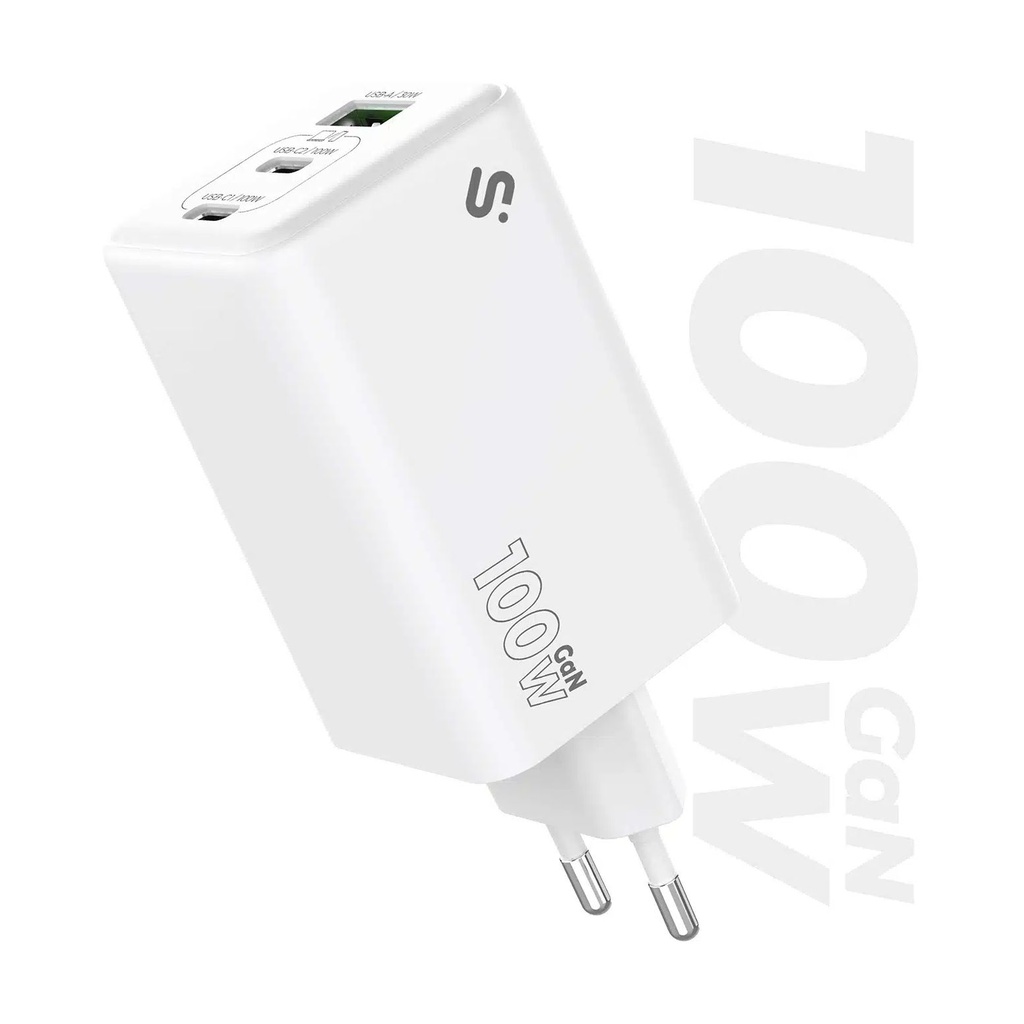 Cargador de Pared GaN Subblim 100W Charger USB C+C+A/ 2xUSB Tipo-C/ 1xUSB/ 100W