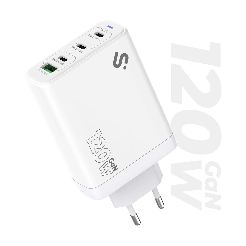 GaN Subblim 120W Wall Charger Charger USB C+C+C+A/ 3xUSB Type-C/ 1xUSB/ 120W