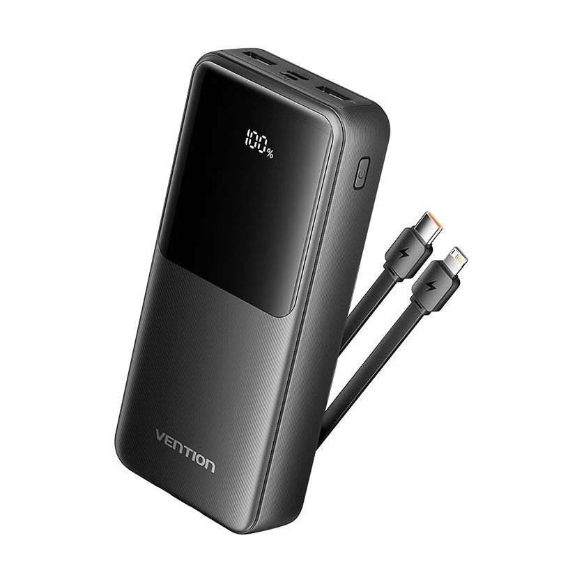 Vention FHPB0 20000mAh Power Bank / 22.5W / Black / Includes USB Type-C and Lightning Cables