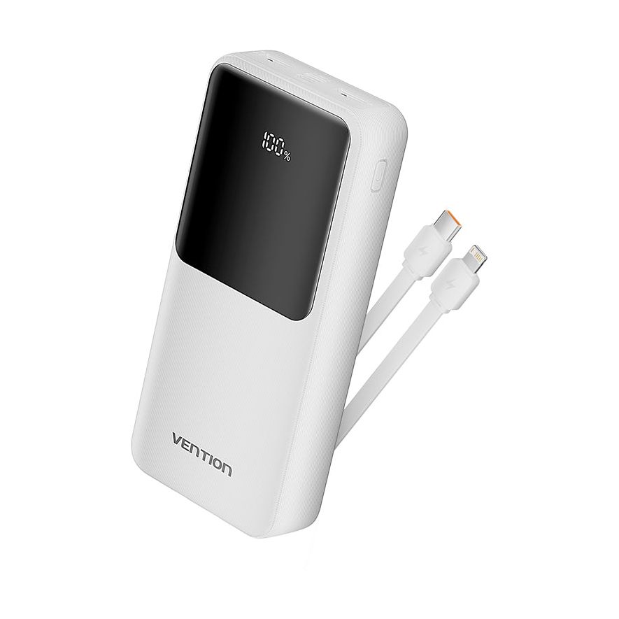 Vention FHPW0 20000mAh Power Bank / 22.5W / White / Includes USB Type-C and Lightning Cables