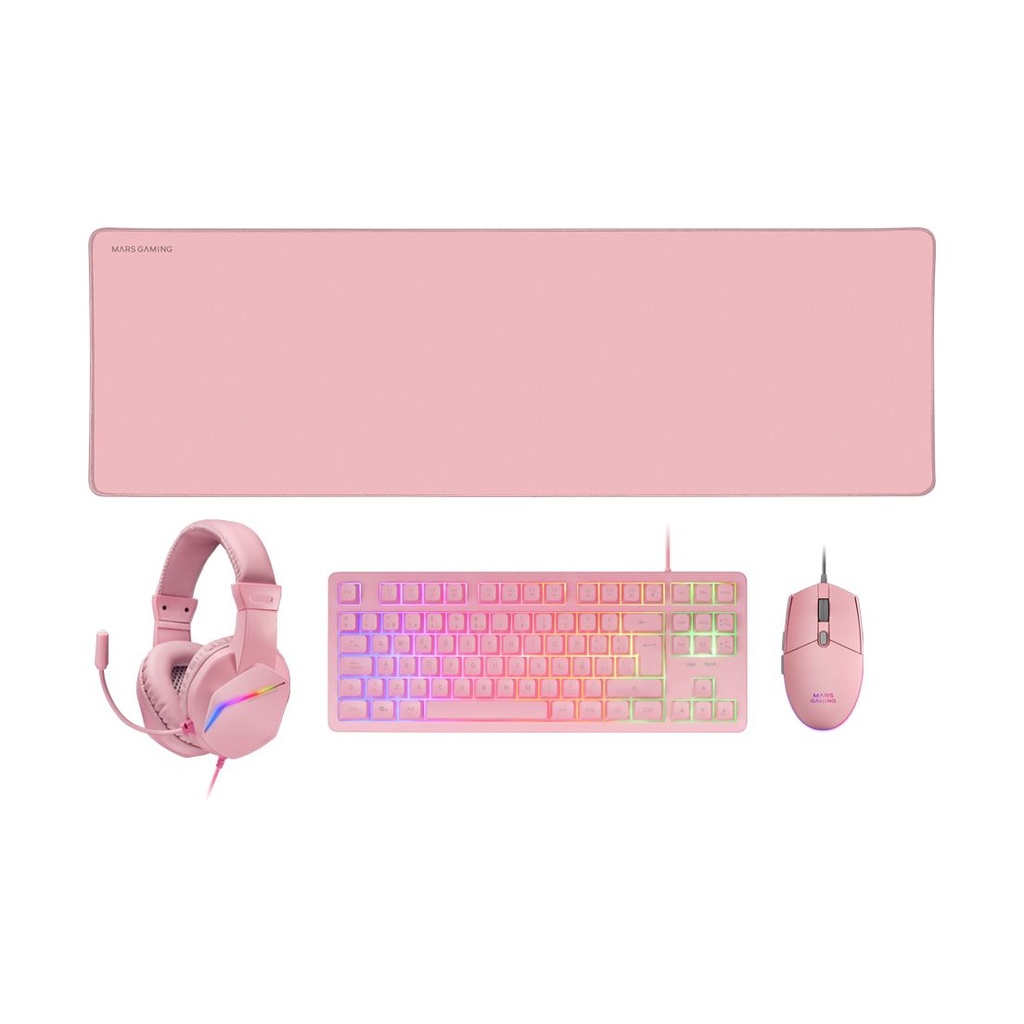 Mars Gaming MCP-RGB3P Gaming Pack/ RGB Keyboard + Optical Mouse + XXL Mouse Pad + Headphones