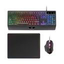 Pack Gaming Mars Gaming MCP124/ Teclado H-MECH  + Ratón Óptico + Alfombrilla/ Negro