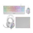 Pack Gaming Mars Gaming MCP124PROWES/ Teclado + Ratón Óptico + Auriculares + Alfombrilla/ Blanco