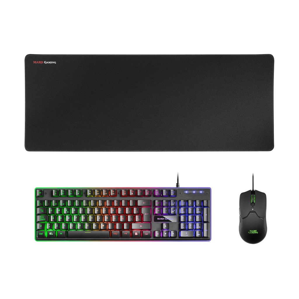 Pack Gaming Mars Gaming MCPX/ Teclado H-MECH  + Ratón Óptico + Alfombrilla/ Negro