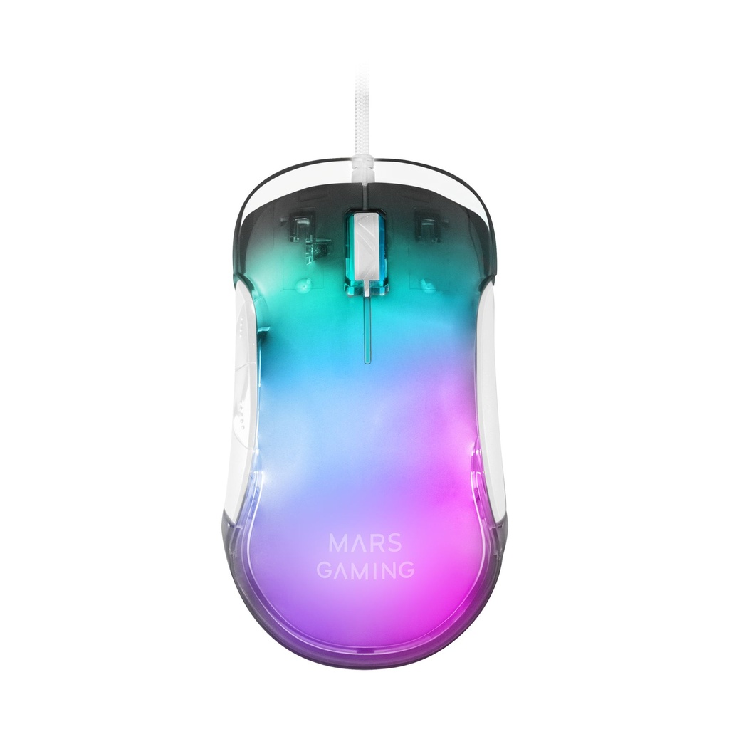 Ratón Gaming Mars Gaming MMGLOWW/ Hasta 12800 DPI/ Blanco