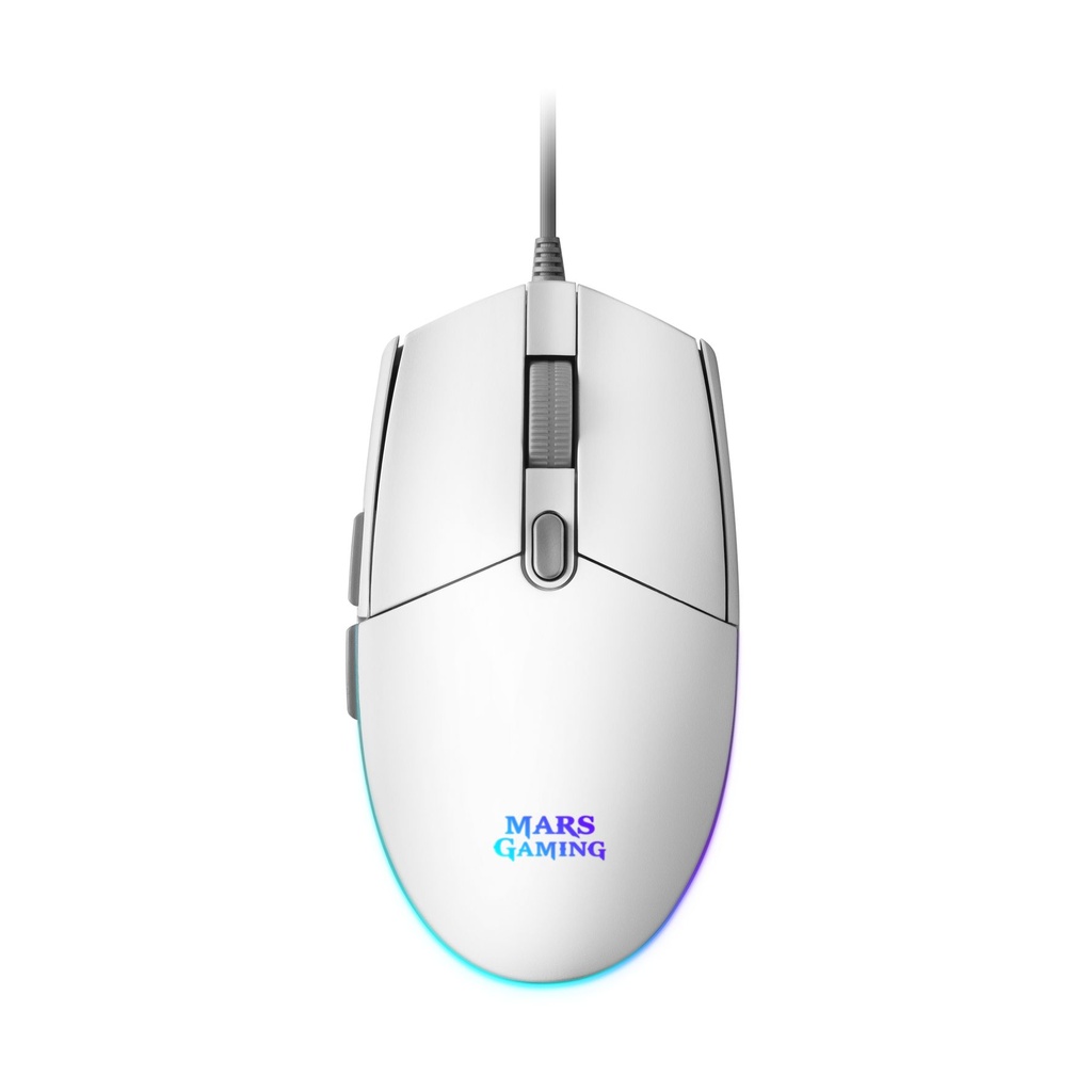 Ratón Gaming Mars Gaming MMGW/ Hasta 3200 DPI/ Blanco