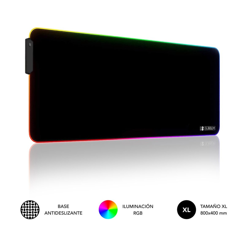 Alfombrilla Subblim MP-02RGB01 LED RGB XL/ 800 x 300 x 4 mm