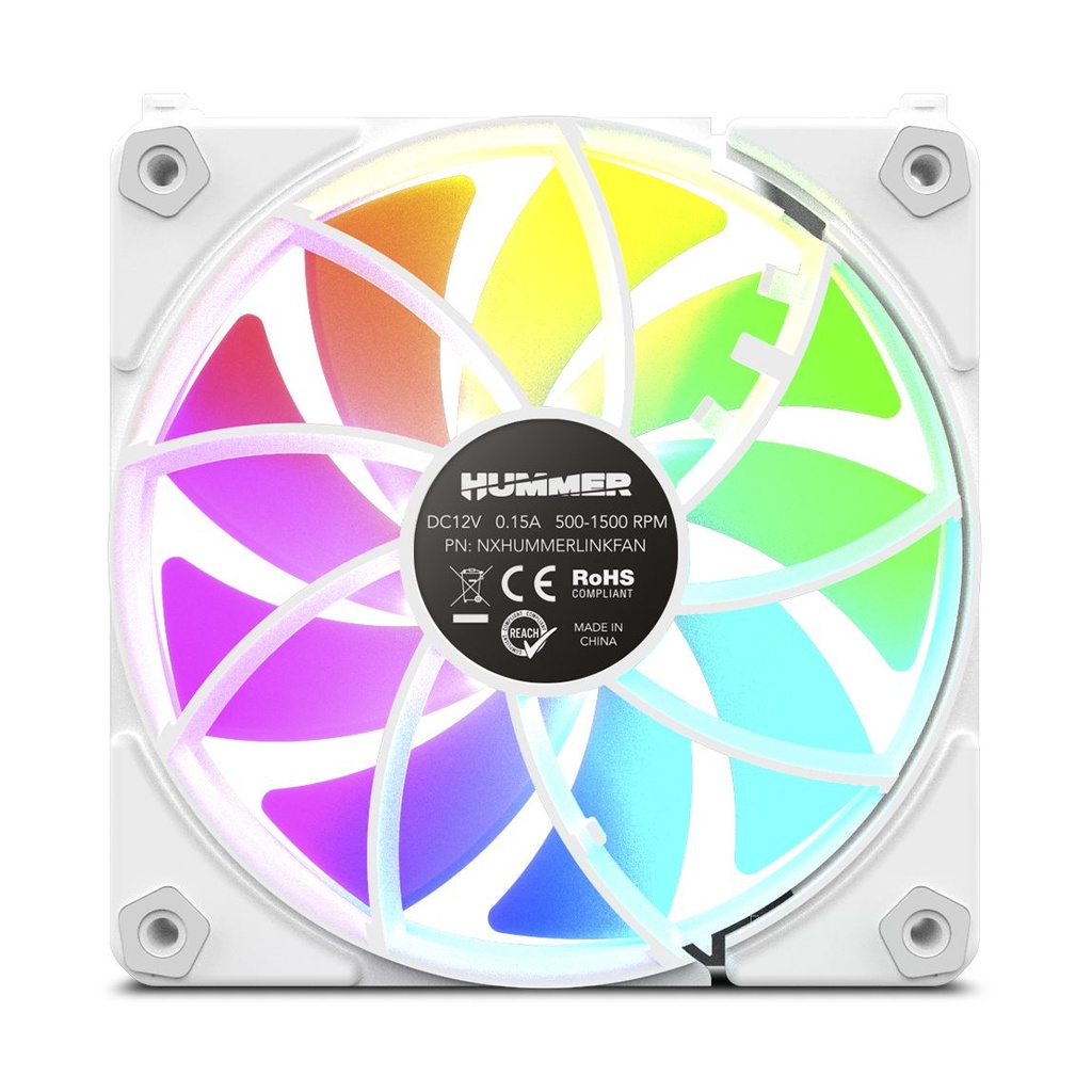 Ventilador Nox Easy Link/ ARGB/ 12cm/ Blanco