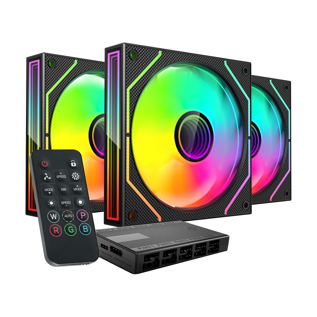 Pack 3 Ventiladores Mars Gaming MF-3DPROKIT/ 12cm + HUB + Mando a Distancia/ ARGB