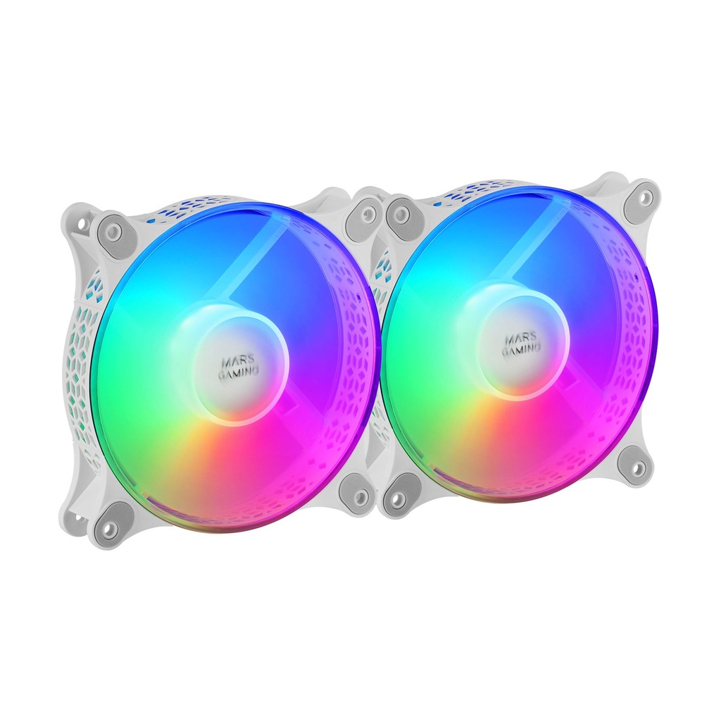 Pack 2 Ventiladores Mars Gaming MFDUOW/ 12cm/ FRGB/ Blancos