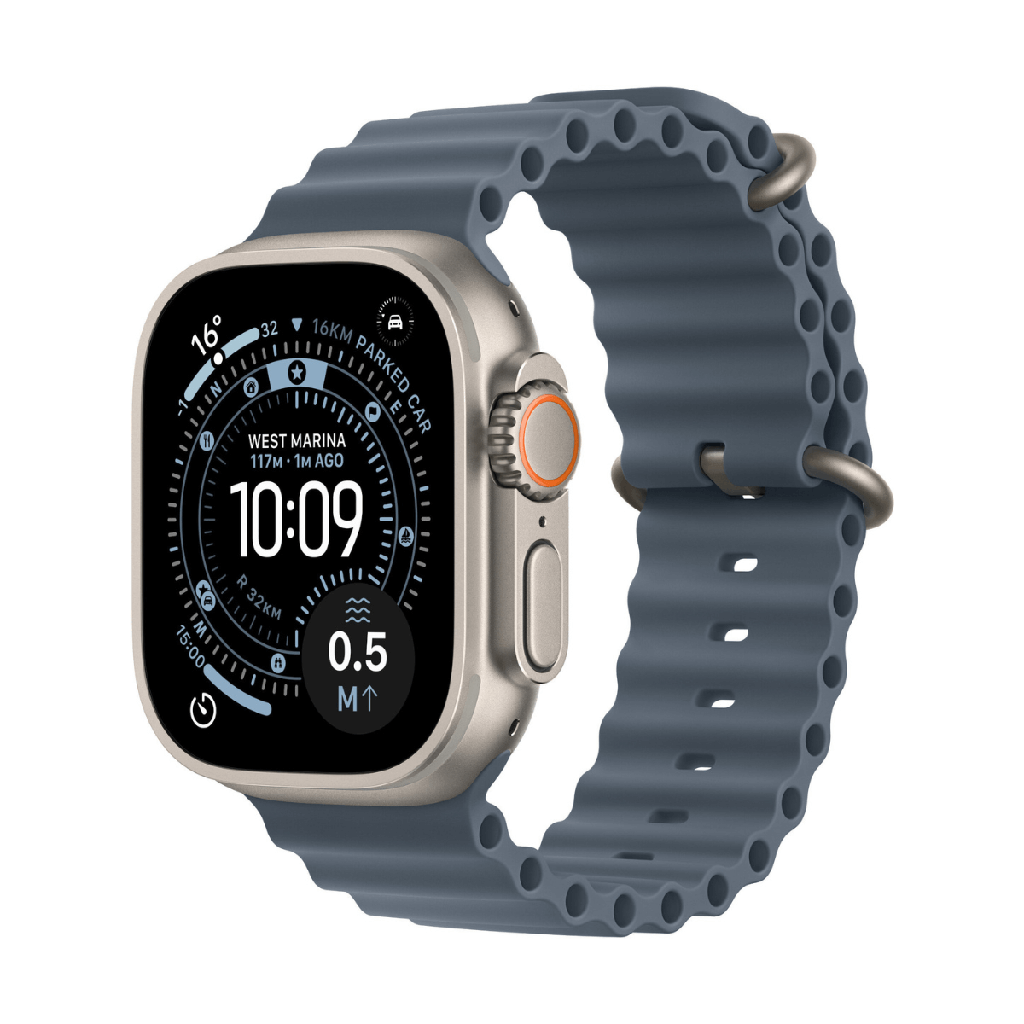 Apple Watch Ultra 3 GPS + Cellular 49mm Titanio Natural con Correa Ocean Azul Náutico (Anchor Blue)