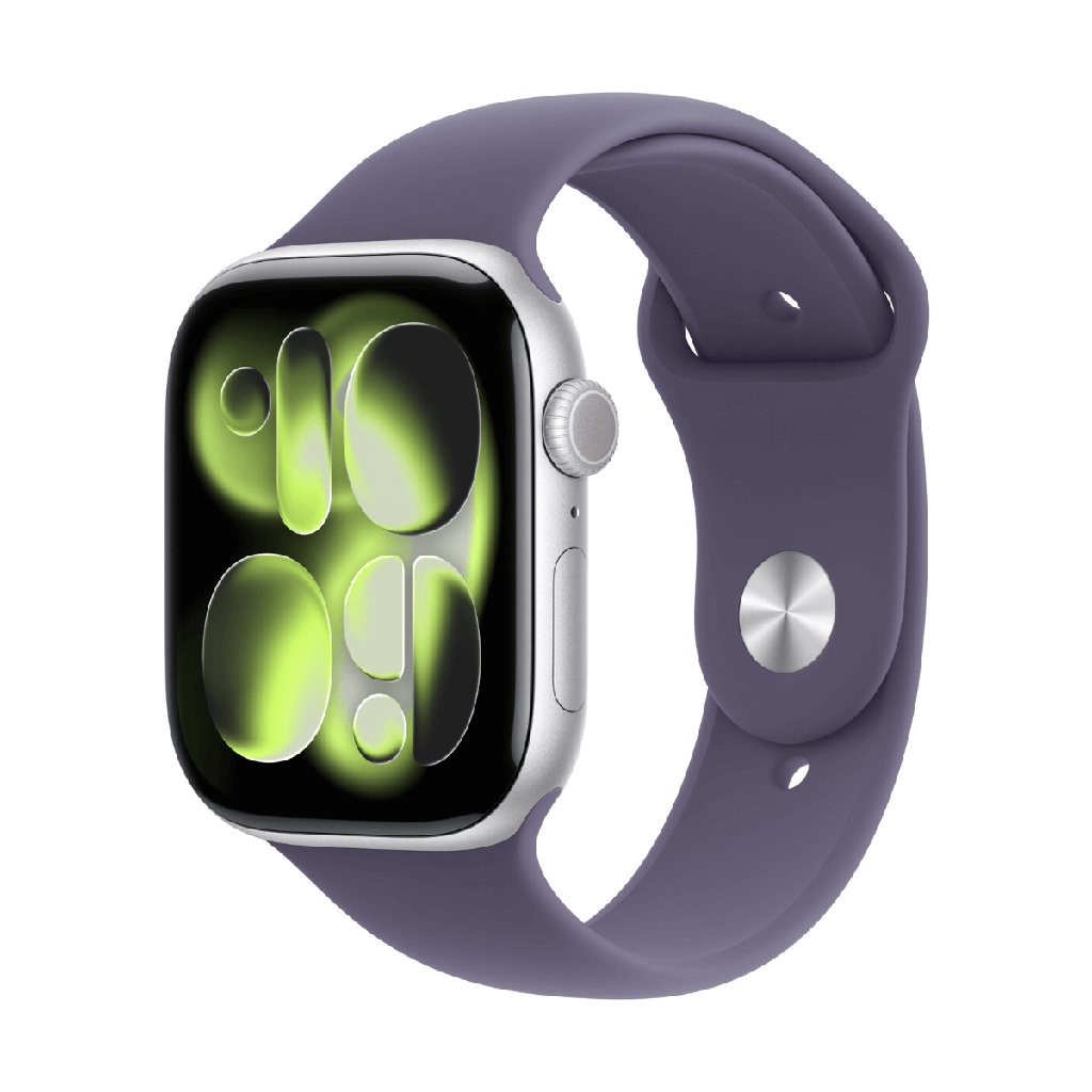 Apple Watch Series 11 GPS 46 mm in alluminio argento e cinturino Sport viola nebbia - Taglia M/L