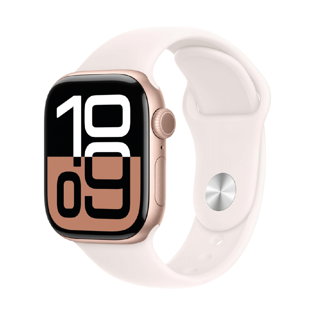 Apple Watch Series 10 GPS + Cellular 46mm Rose Gold Aluminum and Pink Sport Band (Light Blush) - Size M/L