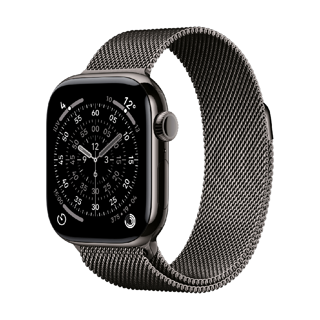 Apple Watch Series 10 GPS + Cellular 42 mm Titânio Preto Ardósia e Pulseira Milanese Preta Ardósia - Tamanho M/G