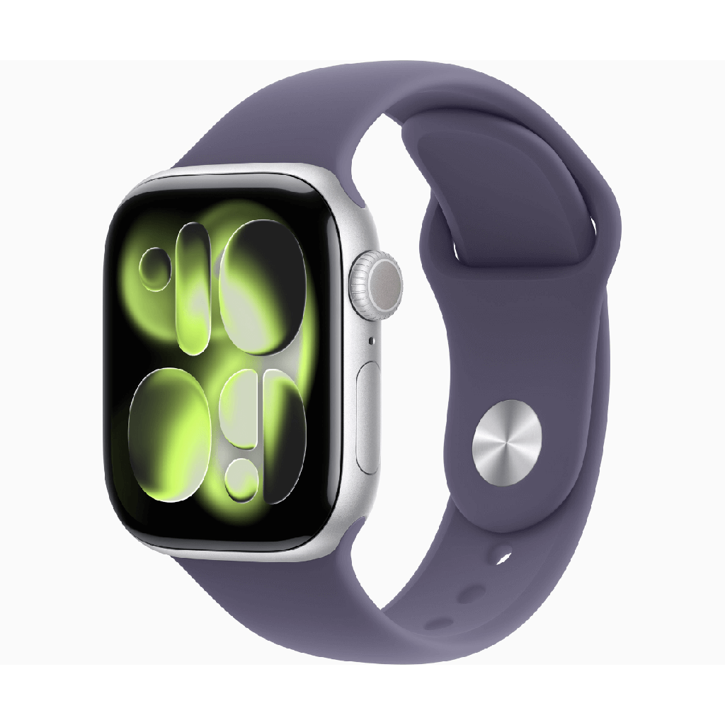 Apple Watch Series 11 GPS 46mm Aluminum Silver and Sport Band Purple Fog - Size S/M