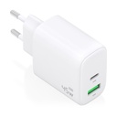 Cargador de Pared GaN Aisens A110-0971/ 1xUSB Tipo-C/ 1xUSB/ 45W/ Blanco