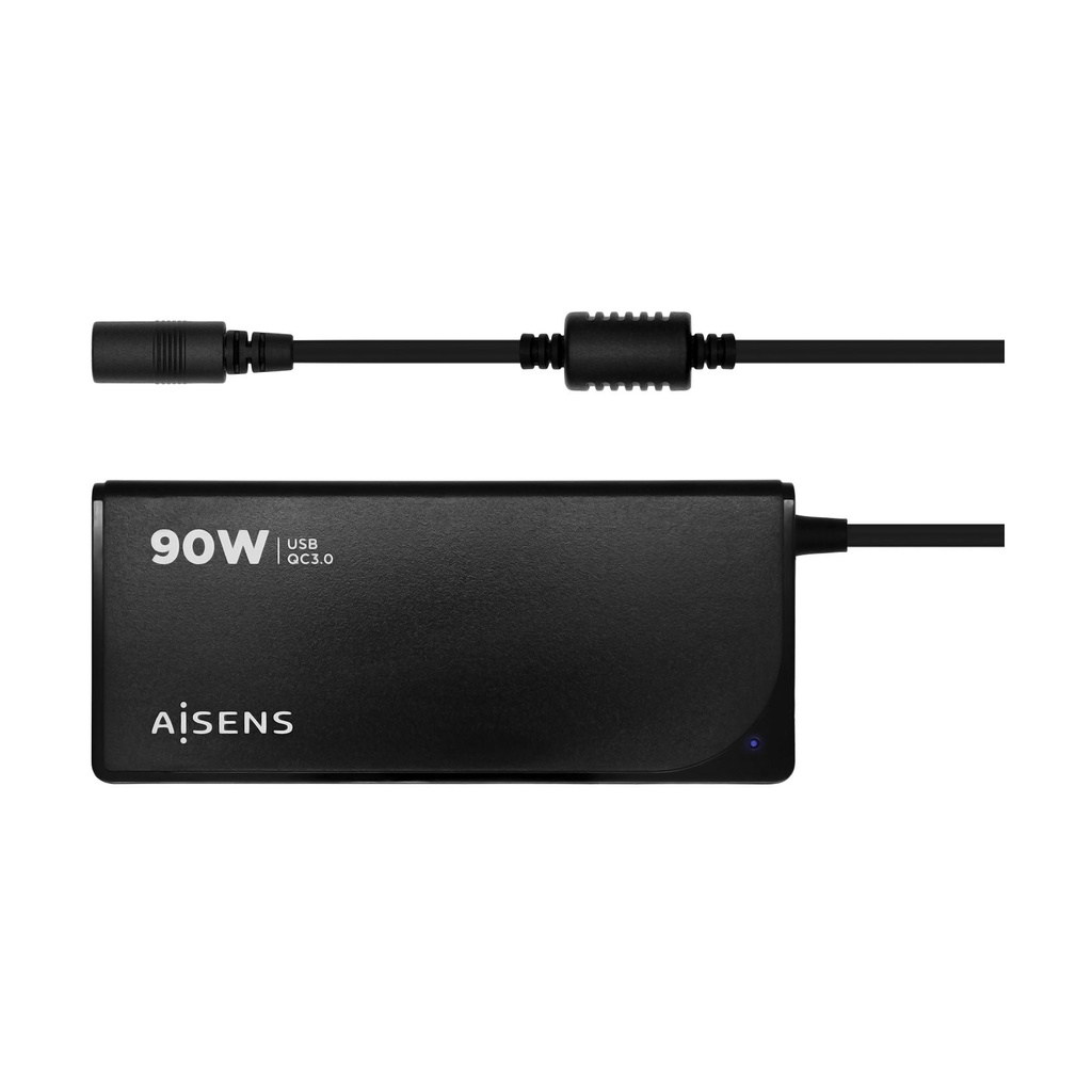 Cargador de Portátil Aisens ASLC-90WAUTO-BK/ 90W/ Automático/ 12 Conectores/ Voltaje 15-20V/ 1 USB QC3.0