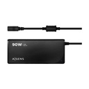 Cargador de Portátil Aisens ASLC-90WAUTO-BK/ 90W/ Automático/ 12 Conectores/ Voltaje 15-20V/ 1 USB QC3.0
