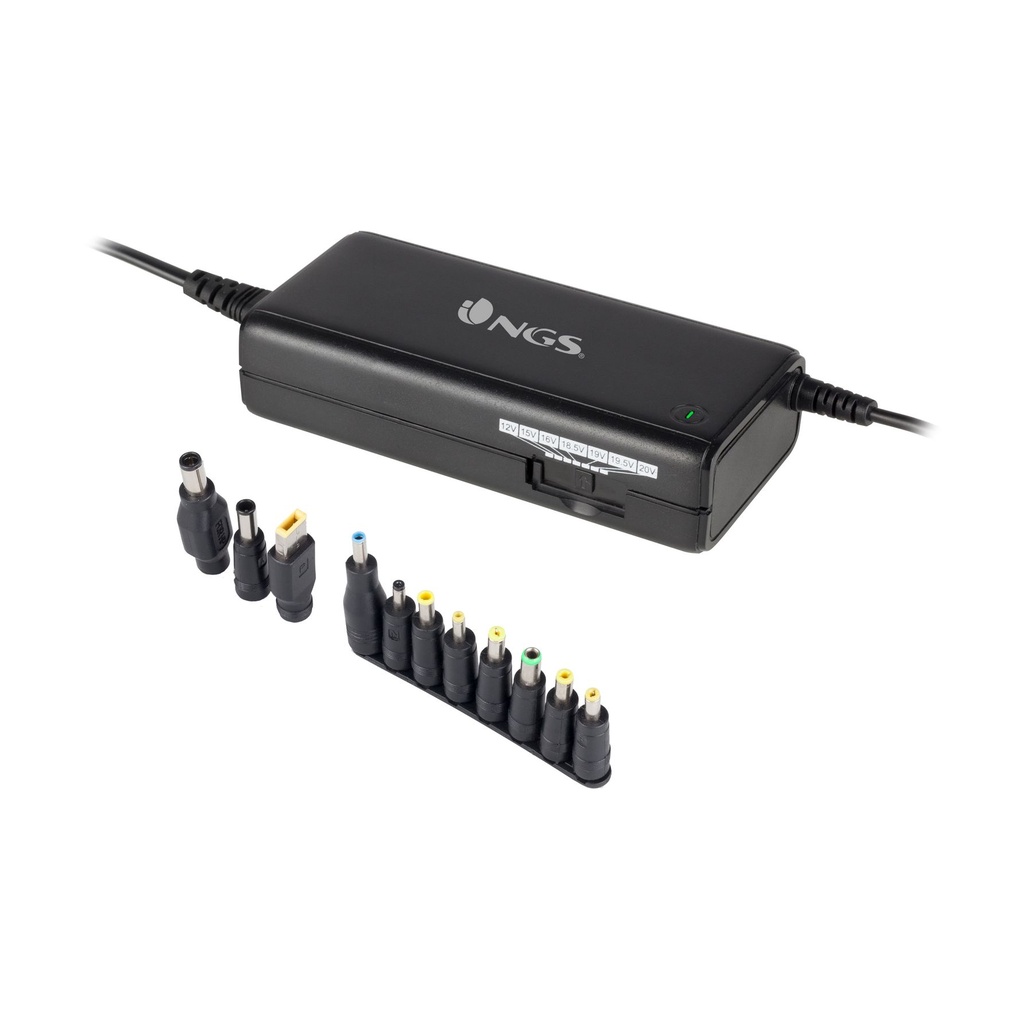 Cargador de Portátil NGS BAN/ 90W/ Manual/ 11 Conectores/ Voltaje 12-20V