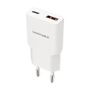 Cargador de Pared Nanocable 10.10.2022/ 1xUSB Tipo-C/ 1xUSB/ 20W/ Blanco
