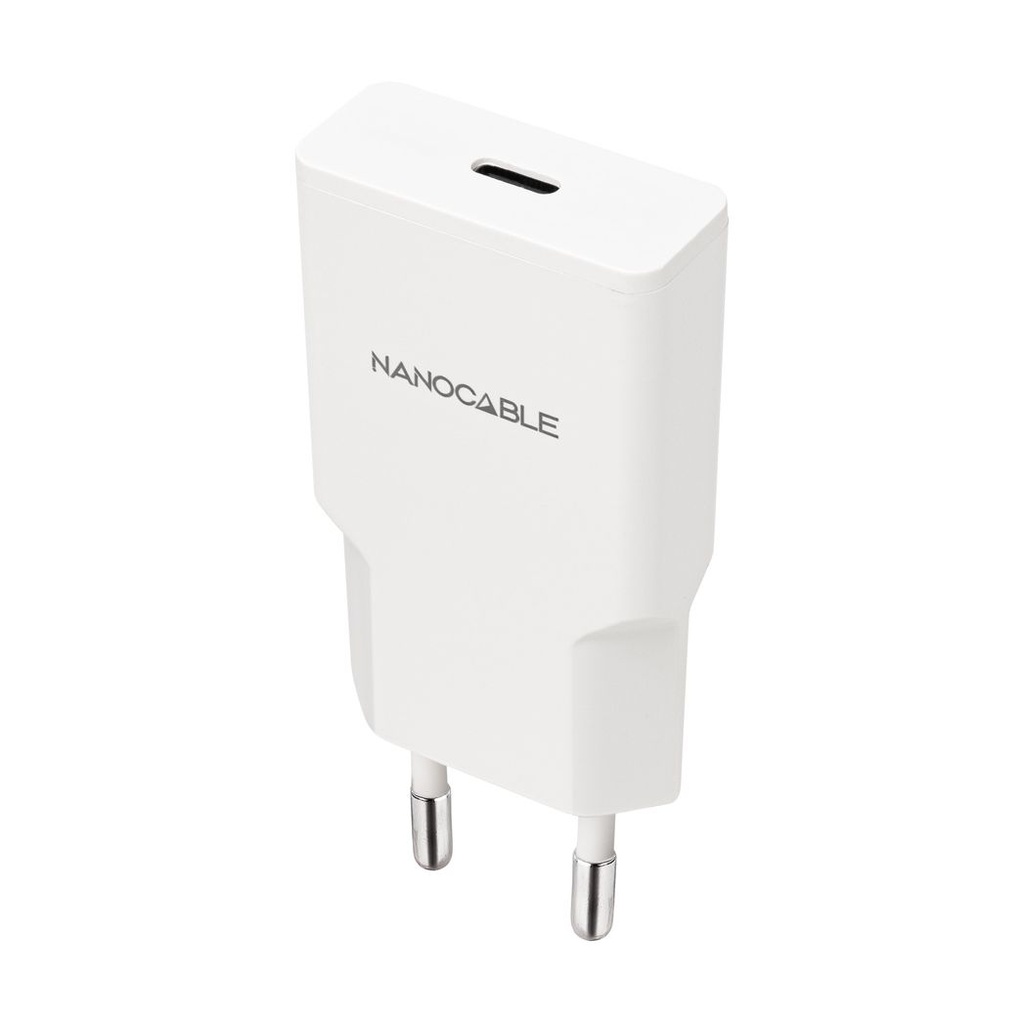 Cargador de Pared Nanocable 10.10.2024/ 1xUSB Tipo-C/ 25W/ Blanco